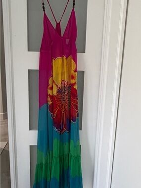 Diane Von Furstenberg Fuchsia Pink Multi-Color Floral Maxi Dress